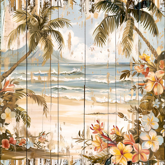 Tropical Beach Scenes Fabric Panel 16
