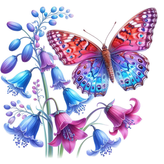 Spring Flowers and Butterflies Fabric Panel 26