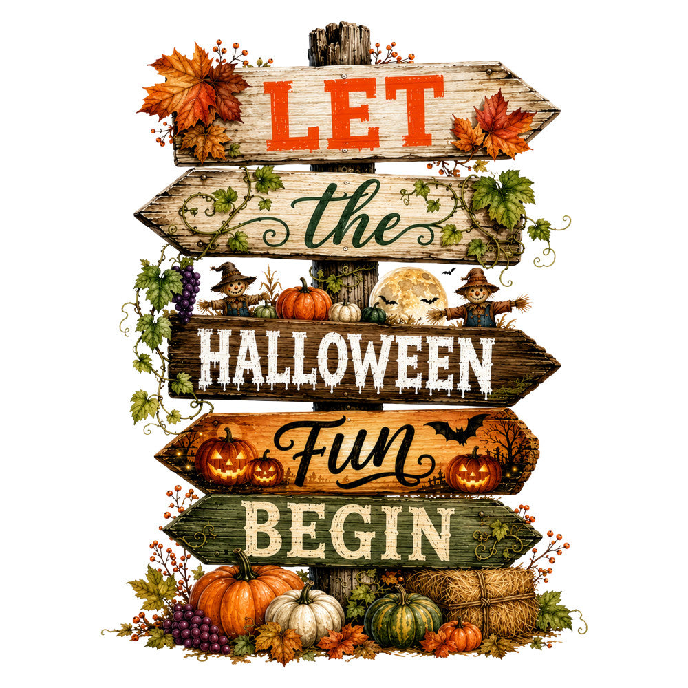 halloween, autumn, fall, orange, cream, forest green, dark brown, tan, pumpkins, leaves, scarecrows, jack-o-lanterns, full moon, bats, grapevines, hay, seasonal, holiday, trick or treat, harvest, rustic, whimsical, vintage, farmhouse style, wall hanging, home decor, seasonal decoration, festive