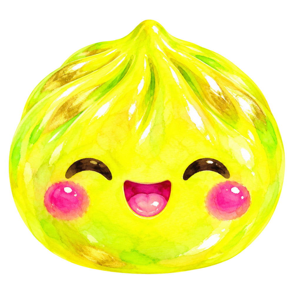 bright yellow, lime green, hot pink, magenta, cheerful face, cute character, happy expression, smiling face, kawaii, whimsical, playful, childlike, fruit character, lemon themed, springtime, summer, kids fabric, children's panel, nursery decor, baby quilt, playroom, fun and bright, colorful character, animated design, joyful, innocent, sweet expression, closed eyes smiling