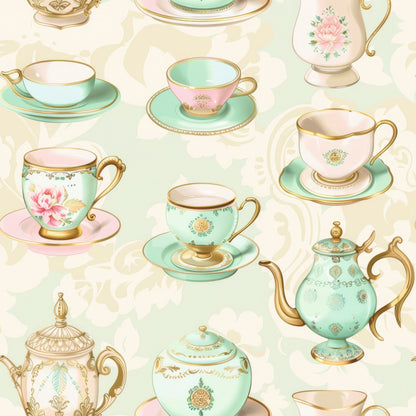 Whimsical Tea Party Pattern 8 Quilting Cotton Fabric