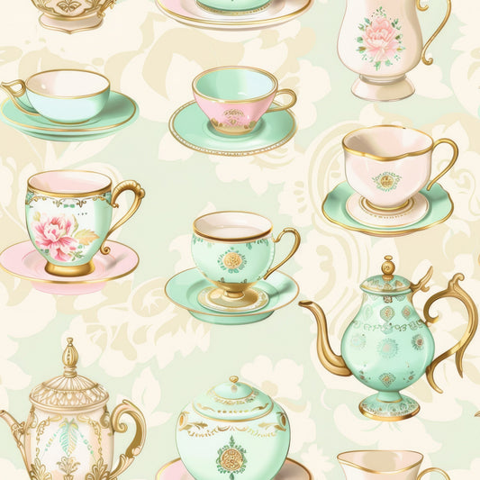 Whimsical Tea Party Pattern 8 Quilting Cotton Fabric