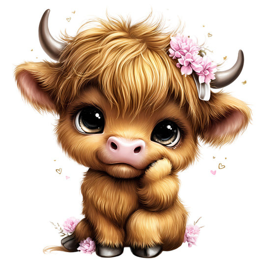 Adorable Highland Cows Fabric Panel 44