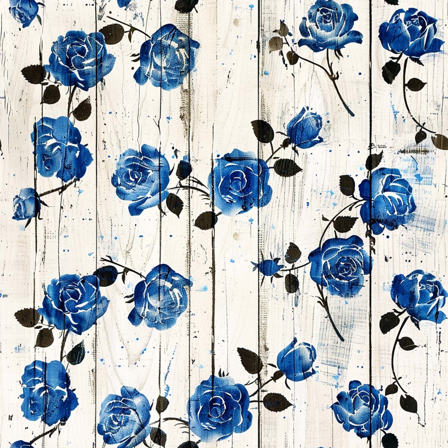 Vintage Farmhouse Blue Pattern 15 Quilting Cotton Fabric