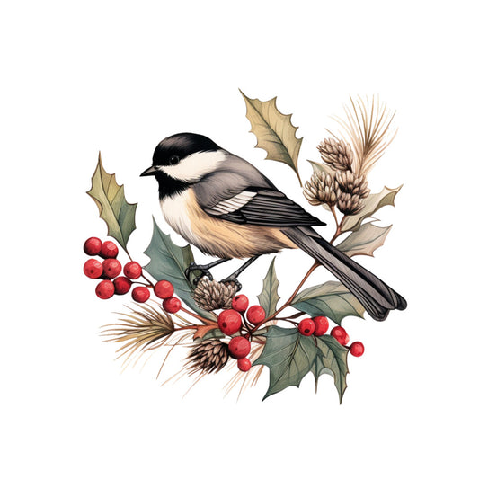 Winter Birds on Branches Fabric Panel 4