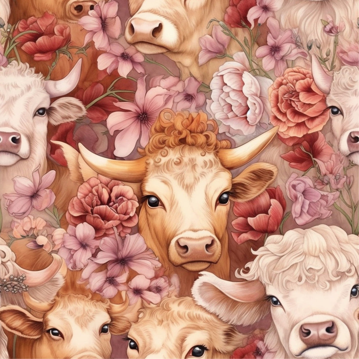 Blooming Bovines Pattern 2 Minky Fabric