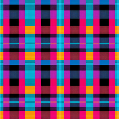 Neon Gingham Pattern 10 Quilting Cotton Fabric