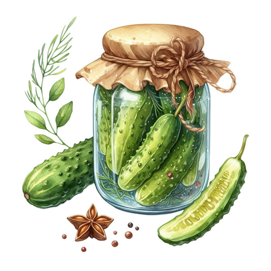 Pickle in a Glass Jar Fabric Panel 12