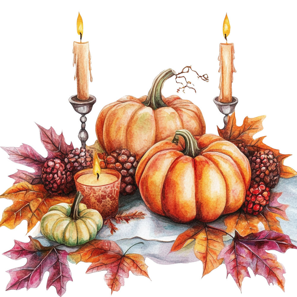 Watercolor Thanksgiving Fabric Panel 34