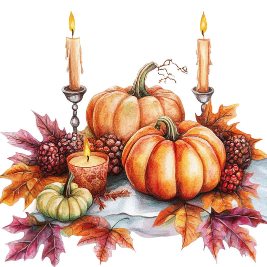 Watercolor Thanksgiving Fabric Panel 34