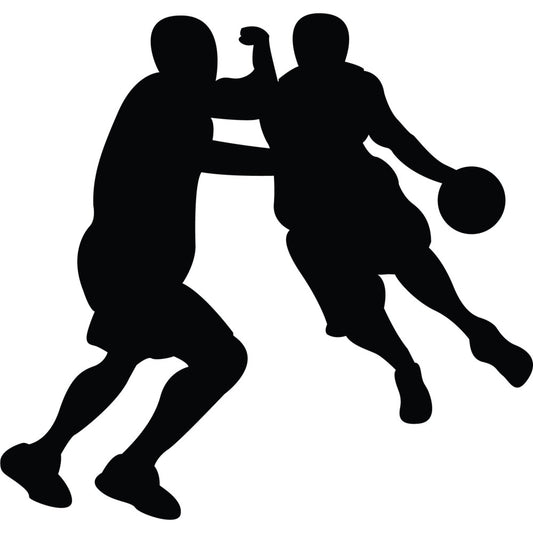 basketball, sports, silhouette, black, white, athletes, basketball players, dribbling, shooting, defense, action sports, modern, contemporary, athletic wear, sports fan, game day, court, hoops, competitive, dynamic, youth sports, team sports, high contrast, bold graphics, sports themed, basketball court, player silhouettes, active lifestyle