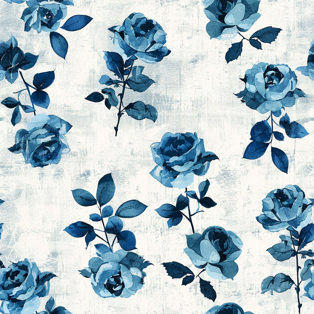 Faded Indigo Roses Pattern 2 Minky Fabric