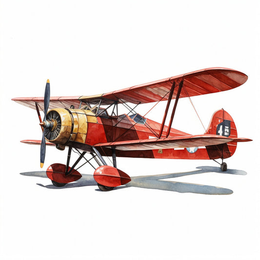 vintage airplane, red aircraft, biplane, aviation, steampunk, retro plane, golden yellow, rust red, dark red, burgundy, navy blue, antique aircraft, transportation, vintage aviation, propeller plane, classic airplane, nostalgic, traditional, whimsical, mechanical, industrial, travel theme, adventure, boys quilt, masculine, vintage transportation, heritage print, historical aircraft, sky blue