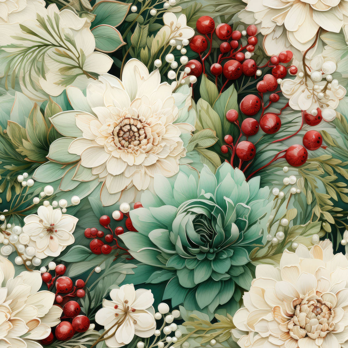 Winterberry Blooms Pattern 8 Minky Fabric