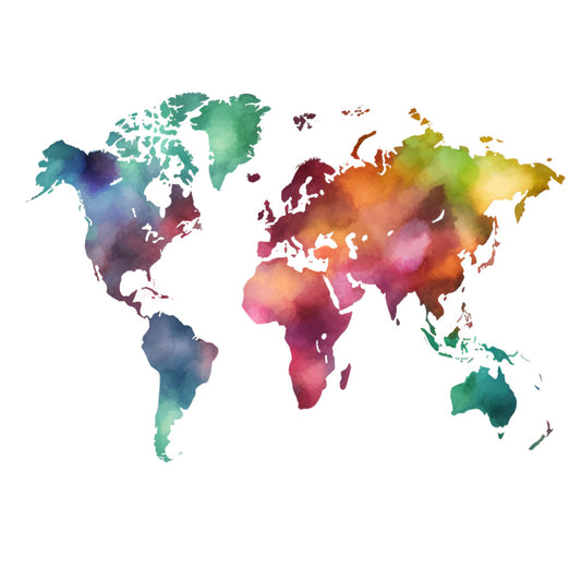 Colorful World Map Fabric Panel 12