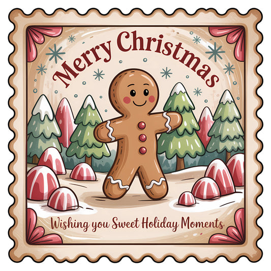 Vintage Christmas Stamps Fabric Panel 50