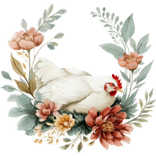 Farmhouse Chicken Decor Fabric Panel 43