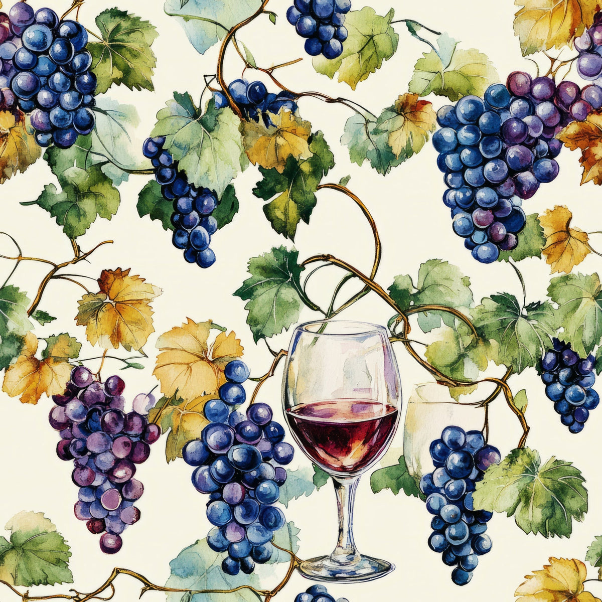 Grapes and Goblets Pattern 19 Minky Fabric