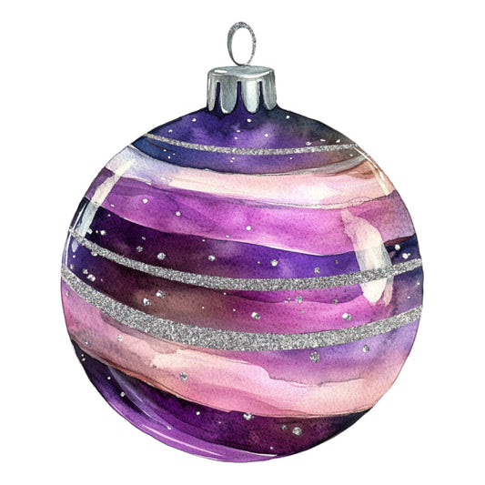 Watercolor Christmas Ornaments Fabric Panel 24