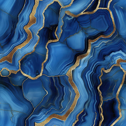 Royal Blue and Gold Agate Pattern 17 Minky Fabric