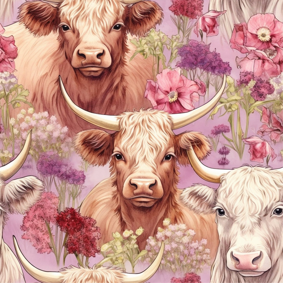 Blooming Bovines Pattern 14 Minky Fabric