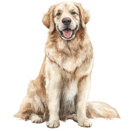 golden retriever, dog portrait, tan, cream, beige, light brown, golden, animals, pets, dog lovers, realistic, portrait style, dog breed, sporting dog, retriever, friendly, happy expression, nature inspired, animal lovers, home decor, wall art, canvas panel, decorative, traditional, warm tones, cozy, family friendly, pet themed