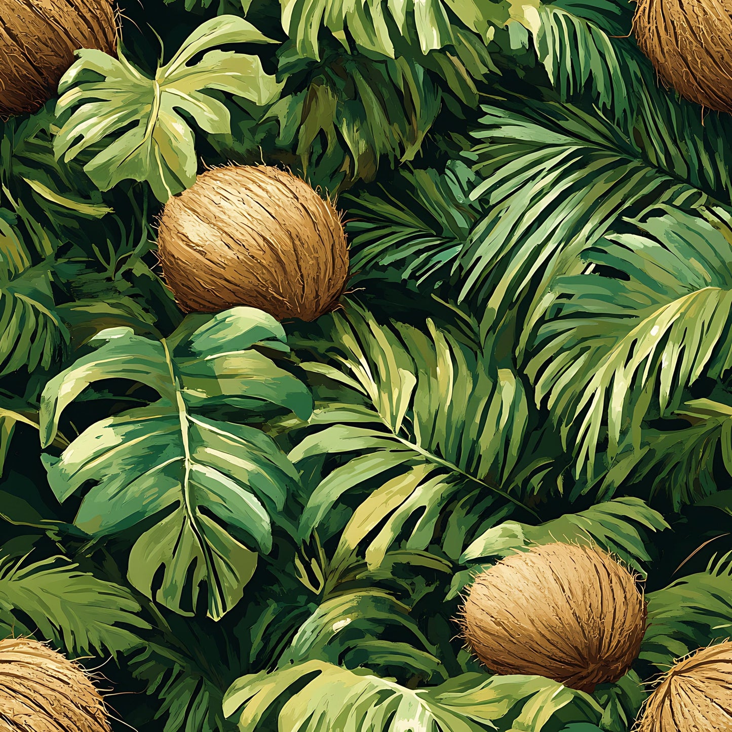 Coconut Jungle Leaves Pattern 2 Quilting Cotton Fabric
