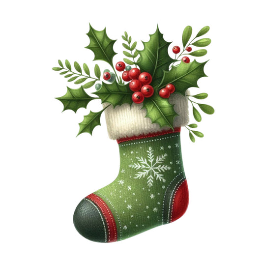 Christmas Stocking Scene Fabric Panel 25