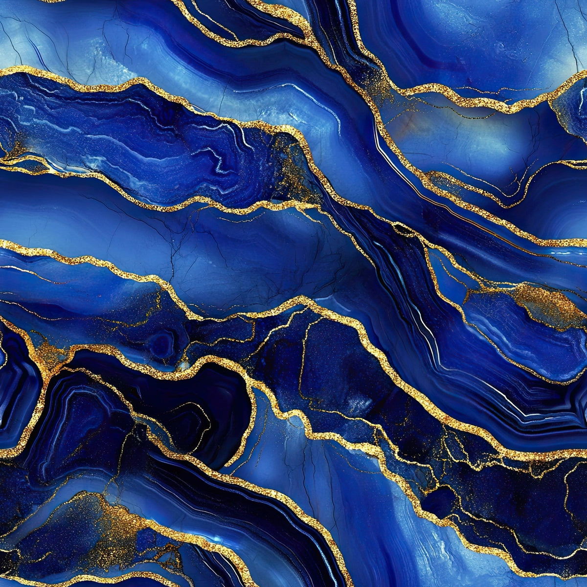 Royal Blue and Gold Agate Pattern 33 Minky Fabric