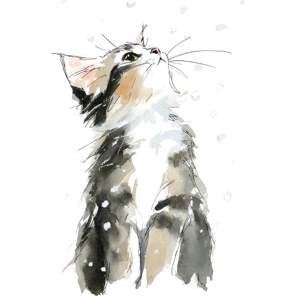 Handdrawn Christmas Cats Fabric Panel 79