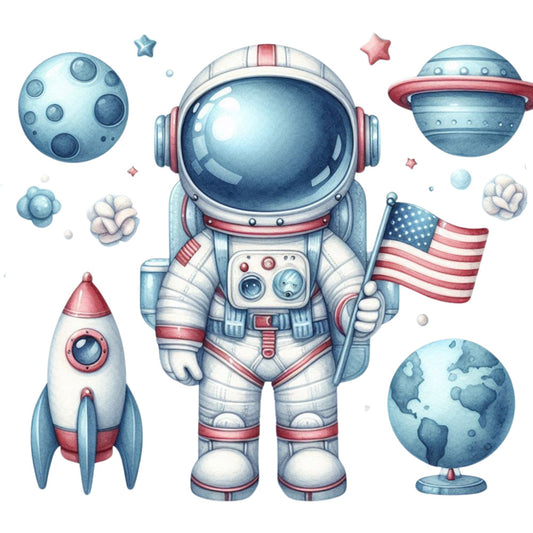 Cute Little Astronaut Fabric Panel 1