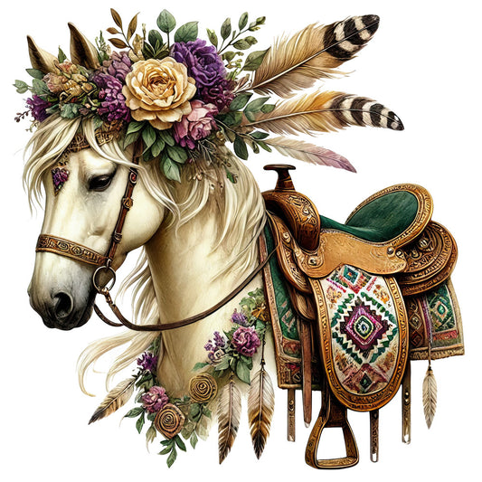 Boho Horses Fabric Panel 17