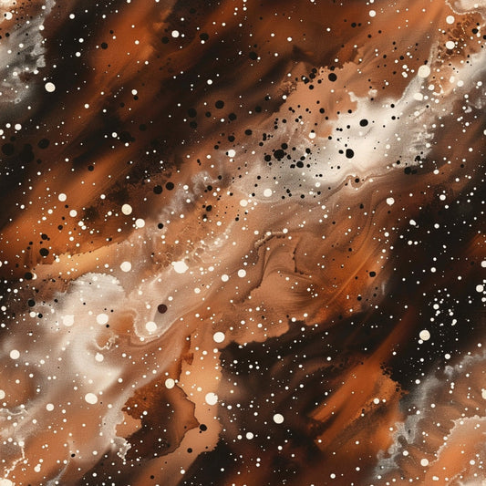 Brown Painted Galaxy Pattern 13 Quilting Cotton Fabric