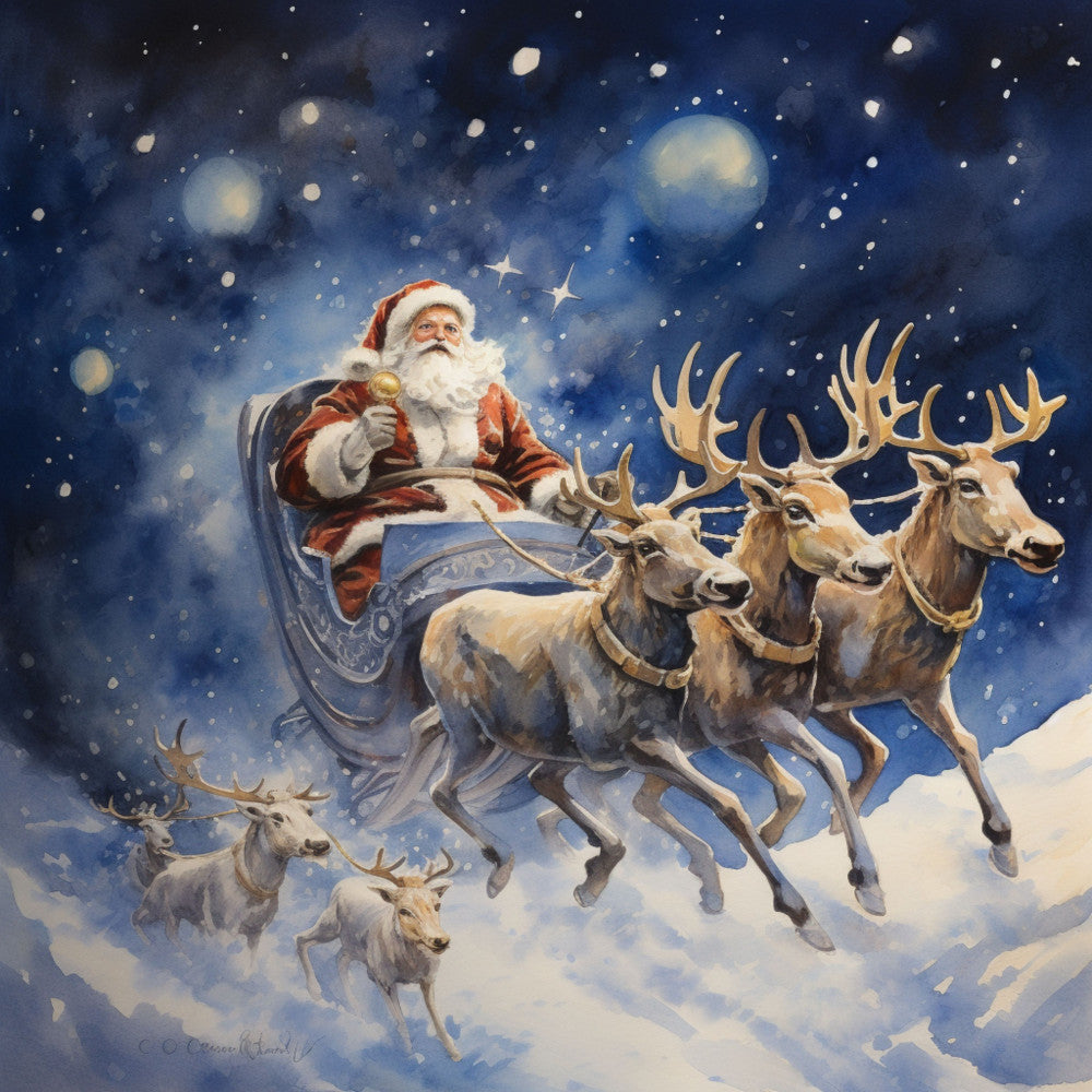 Santa Claus Flying Fabric Panel 6