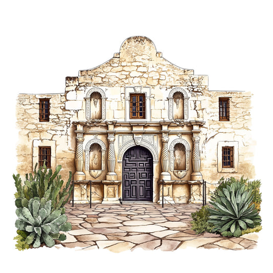 Watercolor Texas Fabric Panel 36
