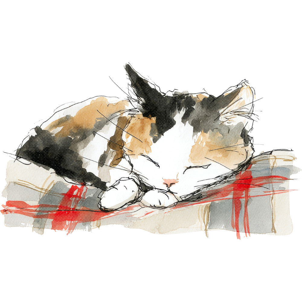 Handdrawn Christmas Cats Fabric Panel 11