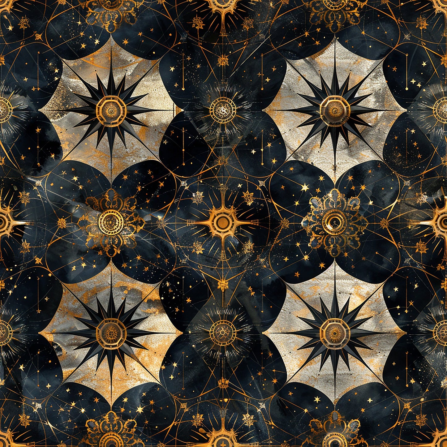 Baroque Celestial Pattern 1 Quilting Cotton Fabric