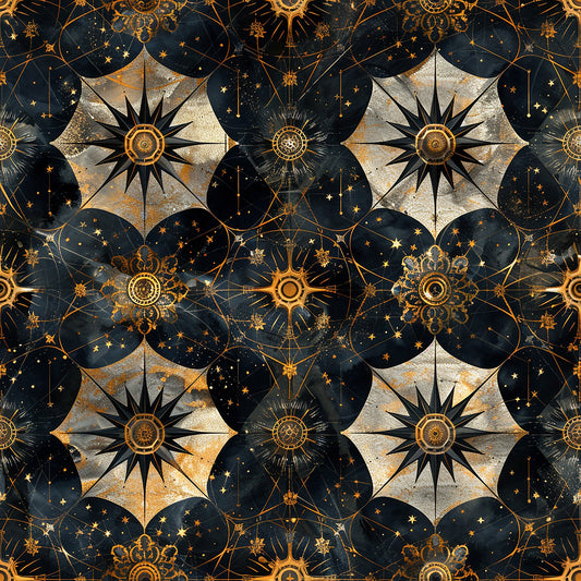 Baroque Celestial Pattern 1 Quilting Cotton Fabric