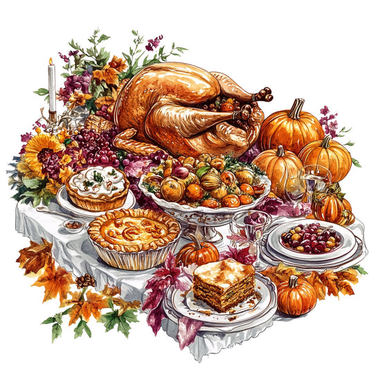 Watercolor Thanksgiving Fabric Panel 8