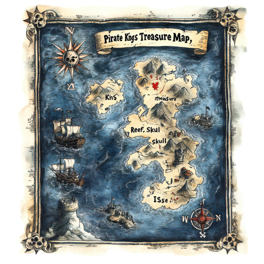 Pirate Treasure Map Fabric Panel 14