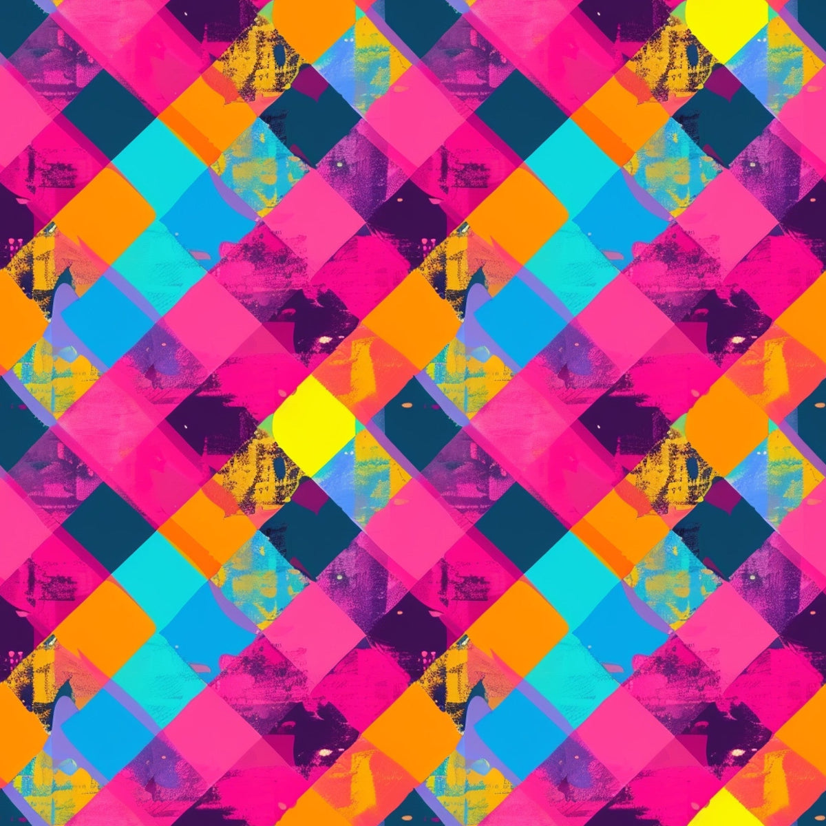 Electric Plaid Pattern 14 Minky Fabric