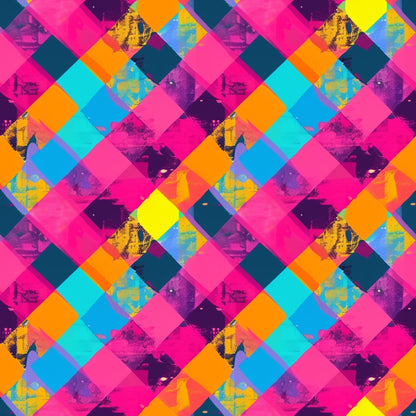 Electric Plaid Pattern 14 Minky Fabric