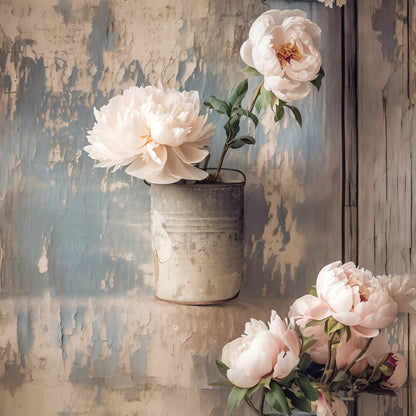 Tin Can Peonies Pattern 4 Minky Fabric
