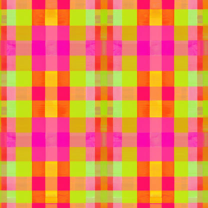 Neon Gingham Pattern 2 Quilting Cotton Fabric