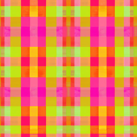 Neon Gingham Pattern 2 Quilting Cotton Fabric