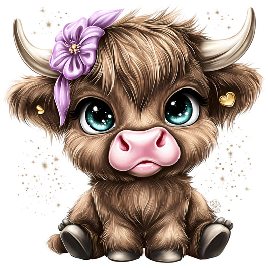 Adorable Highland Cows Fabric Panel 17