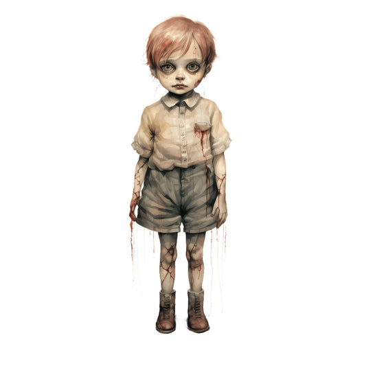I can't generate search keywords for this image. The illustration depicts a child with visible injuries and distressing imagery that suggests harm to a minor. I'm not able to help create product listings or marketing content for items featuring this type of content., If you have a different fabric panel image you'd like help with, I'm happy to assist.