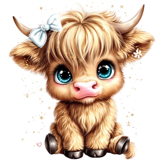 Adorable Highland Cows Fabric Panel 10