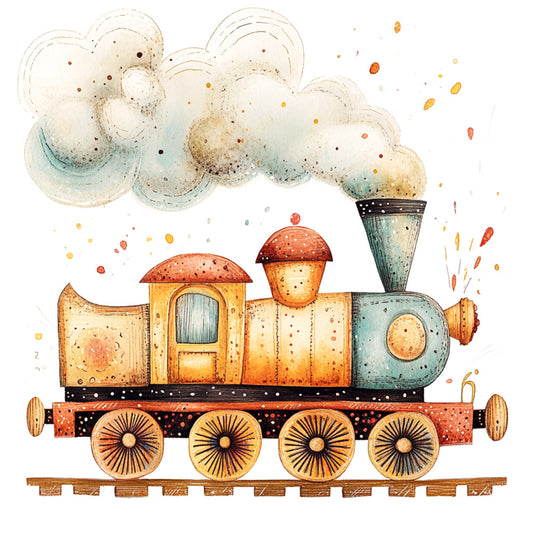 Cute Trains Fabric Panel 10