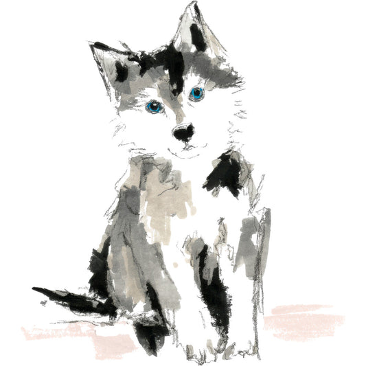 Handdrawn Doodle Dog Fabric Panel 12